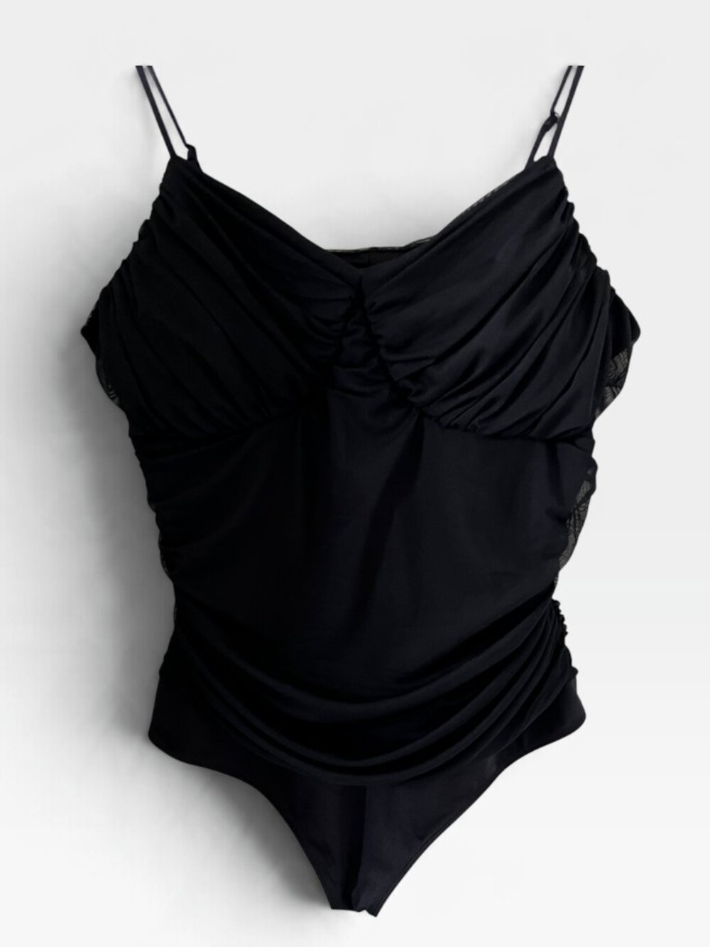 Express NEW Contour Ruched Body Suit In Black Size XL